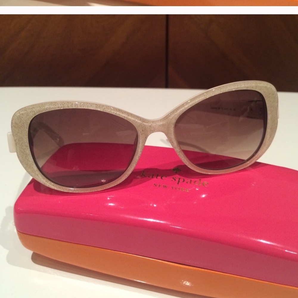 Kate Spade Ivory Glitter Bow Sunglasses